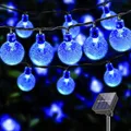 Produktbild: LQWELL® Solar Lichterkette Aussen 5M 15LED 8 Modi für Innen und Aussen Kettenlicht Kristall Kugeln IP44 Wasserdicht Garten Terrasse Balkon Hochzeit Party Fenster (Blau)