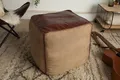 Produktbild: riess-ambiente Sitzhocker MUSTANG 45cm dunkelbraun / beige, mit Echtleder-Bezug