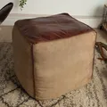 Produktbild: Retro Sitzpouf MUSTANG 45cm Leder Sitzwürfel Sitzhocker Sitzpuff Fußhocker Pouf