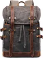 Produktbild: OKWISH Retro Segeltuch Rucksack, Canvas Vintage Rucksack Laptop Daypack Schulrucksack Reisetasche Lederrucksack Dauerhaft Schulterpackung Herren Damen Armeegrün