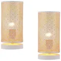 Produktbild: Marrakesch Orient & Mediterran Interior Nachttischlampe 2er Set Boho Deko Tischlampe Nachttischlampe Lampe Tuza Weiß, Leuchtmittel nicht im Lieferumfang, Handarbeit weiß