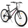 Produktbild: Hiland 24 Zoll Damen-Mountainbike, Fahrrad für Mädchen und Frauen, 18-Gang-MTB, Doppel-V-Bremsen, Rahmen aus Kohlenstoffstahl
