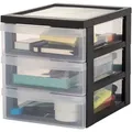 Produktbild: Iris Ohyama - Schreibtisch-schubladen-einheit, 3 Flache Schubladen, Schwarz, Leicht Zu Öffnen, A5, Transparent, Für Homeoffice, Dokumente, Büromaterial, Akten, Papierablage, Bpa-frei, Dc-a5