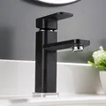 Produktbild: Waschtischarmatur Badarmatur Wasserhahn 1233CB - Schwarz / Chrom - Austauschbare Keramik-Kartusche
