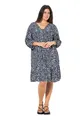 Produktbild: Ulla Popken Damen große Größen Übergrößen Plus Size Kleid, Volantsaum, A-Linie, V-Ausschnitt, 3/4-Arm Marine 46+ 837607130-46+