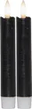 Produktbild: STAR Flamme LED Stab Tafel Kerzen kurz 2er Set schwarz flackernd Timer Batterie