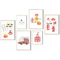 Produktbild: MeinBaby123® Bilder Kinderzimmer | DIN A4 & DIN A5 6er Poster Set Feuerwehr | Feuerwehrauto, Feuerwehrmann | Deko Kinderzimmer Junge | Babyzimmer Deko | Wandposter Premium (Feuerwehr V2)