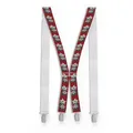 Produktbild: Zukunftsenkel Hosenträger mit Edelweiß-Muster, 3,5cm Breit, X-Form, Edelweiß 4 Starke Clips Herren Damen Skihose Arbeitshose Verstellbar, Elastisch Fasnacht H-Form (Rot)