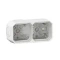 Produktbild: , Plexo New Feuchtraum Aufputzdose 2fach, Aufputzgehäuse, 3 Membranen, 1 Kabe...