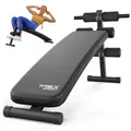 Produktbild: TREX SPORT Sit Up Bank Hantelbank klappbar TX-050B | Trainingsbank Schrägbank mit Beinstrecker, Griffen | Bauchtrainer & Rückentrainer für zuhause