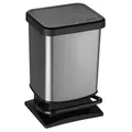 Produktbild: Rotho Paso Mülleimer 20l mit Pedal und Deckel, Kunststoff (PP) BPA-frei, carbonmetallic, 20l (29.3 x 26.6 x 45.7 cm)