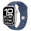 Produktbild: APPLE Watch Series 10 GPS 46mm Silver Aluminium Case with Denim Sport Band - S/M