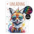 Produktbild: CALLUNA® Fuchs GLITZER Einladungskarten Kindergeburtstag Mädchen - 12 Stück - Witzige Alpaka Geburtstag Einladungen mit echtem Glitzerlack - Einladungskarten Teenager Mädchen