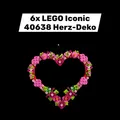 Produktbild: LEGO Iconic 40638 Herz-Deko Set Bausatz Dekoherz Herzform Baukasten 6 STÜCK