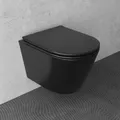 Produktbild: Alpenberger WC Schwarz Matt Spülrandlos | Schwarzes Klo | Schwarze Toilette mit WC Sitz mit Absenkautomatik | Wand WC Hänge WC Set | Kloschüssel Passend Geberit