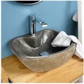 Produktbild: wohnfreuden Aufsatzwaschbecken Naturstein-Waschbecken 40 cm mit Hahnloch (Kein Set), NEW-4170 grau NEW-4170 | 40 cm x 15 cm x 40 cm