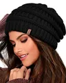 Produktbild: FURTALK Damen Beanie Mütze Warme Wintermütze mit Weichem Innenfutter Gefütterte Strickmütze,Schwarz,Einheitsgröße