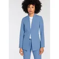 Produktbild: Longblazer TAMARIS, Damen, Gr. 38, blau (hellblau), Web, Obermaterial: 93% Polyester, 7% Elasthan. Futter: 100% Polyester, figurbetont Po-bedeckend, tiefer V-Ausschnitt, Blazer Longblazer, ohne Revers mit Häkchenverschluss