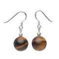 Produktbild: Ohrringe Ohrhänger aus Tigerauge & 925 Silber braun glatt Ohrschmuck Damen