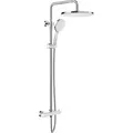Produktbild: Rainsworth Duschsystem mit Thermostat, 30cm ABS Rund Regendusche, 3 Strahlarten Duschkopf, 92-126 cm Dusche Set, Chrom