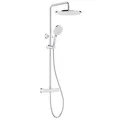 Produktbild: Rainsworth Duschsystem mit Thermostat Chrom, Duscharmatur Komplettset mit 30cm Rund Regendusche Duschkopf, 5 Strahlarten Duschkopf, 92-126 cm Höhenverstellbar, Regendusche mit Armatur, Duschset