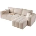 Produktbild: ECKSOFA Beige Velours mit Bettkasten und Schlaffunktion