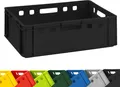 Produktbild: 1x BURI Fleischkiste E2 Schwarz 60x40x20cm Lagerkiste, Meischkiste, Metzgerkiste Eurobox aus Deutschland lebensmittelecht, robust, stapelbar