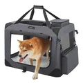 Produktbild: Feandrea Hundebox faltbar, Transportbox Hund, L, Hundetasche, Oxford-Gewebe, Netzstoff, atmungsaktiv tragbar transportabel, Metallrahmen, mit Griffen, Taschen, 70 x 52 x 52 cm, grau PDC70GY