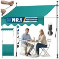 Produktbild: KESSER Klemmmarkise mit Handkurbel für Terrasse, Balkon & Garten UV-beständig, höhenverstellbar und wasserabweisend grün 250 cm