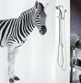 Produktbild: Spirella Anti-Schimmel Duschvorhang Zebra Savana Anti-Bakteriell, waschbar, wasserdicht Polyester 180x200cm, Schwarz