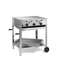Produktbild: Gasgrill-Kombibräter 11kW 3-flammiger Edelstahl-Brenner fahrbar mit Grillrost und Stahlpfanne Gastrobräter Profigrill Verein