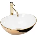 Produktbild: REA Aufsatzwaschbecken Sofia Oval Modern (345x410 mm, Gold/Weiß)