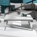 Produktbild: riess-ambiente Eleganter Couchtisch MODERN BAROCK 100cm Glasplatte in Marmoroptik Edelstahlbeine Beistelltisch Tisch