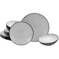 Produktbild: Creatable Tafelservice Malmö, Schwarz, Grauweiß, Keramik, 12-teilig, Abstraktes, lebensmittelecht, stapelbar, Essen & Trinken, Geschirr, Geschirr-Sets, Tafelservice