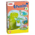 Produktbild: HABA 4 Erste Puzzles – Dinosaurier-Puzzle ab 2 Jahren mit 4 Motiven & beidseitiger Holzfigur – Fördert Kreativität & Fantasie – 2012186002