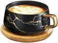 Produktbild: Cappuccino Tassen mit Unterteller Tasse Marmor 300 ml Espressotassen aus Porz...