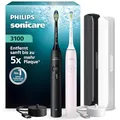 Produktbild: Philips Sonicare Series 3100 Elektrische Zahnbürste – Schallzahnbürste, Drucksensor, 3 Intensitäten, EasyStart, SmarTimer, 14 Tage Laufzeit, Reiseetui, Schwarz & Rosa, 2er, HX4072/42, [Neu]