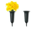 Produktbild: matches21 HOME & HOBBY Dekovase Trichter Grab-Vasen mit Erdspieß frostsicher 2er Set grün 26 cm (2 St), Wetterfeste Friedhofs-Vasen zum Stecken als Grabschmuck Grabdeko