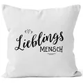 Produktbild: MoonWorks Kissenbezug Lieblingsmensch Geschenk Freundschaft Partner Freundin Kissen-Hülle Kopfkissen Deko-Kissen 40x40 Baumwolle weiß 40cm x 40cm