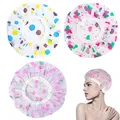 Produktbild: ZSDF 3 Stück Duschhaube, wasserdicht, elastisch, wiederverwendbar, Duschhaube für Damen, großes Haar-Zubehör für Frauen, Mädchen, Dusche, Spa, Salon