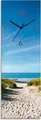 Produktbild: ARTland Glas Wanduhr Funkuhr - schwarzer Zeiger Strand mit Sanddünen und Weg zur See Größe: 20x60 cm