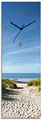 Produktbild: ARTLAND Wanddeko Wanduhr ohne Tickgeräusche Glas Funkuhr 20x60 cm Rechteckig Lautlos Landschaft Strand Meer Düne Nordsee Maritim T9EX