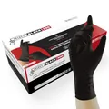 Produktbild: UNIGLOVES - Robuster SELECT® BLACK 300 Latexhandschuh | Puderfrei & lebensmittelecht | Schwarze Einweghandschuhe zum Kochen, Tätowieren uvm. | extra lang | 100 Stück | Einmalhandschuh S