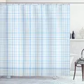 Produktbild: ABAKUHAUS Seafoam Duschvorhang, Traditionelles Kariertes Motiv, mit 12 Ringe Set Stielvoll Modern, 175x200 cm, Baby Blue Weiß