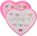 Produktbild: 12 Stück Kinderringe Mädchen, Einhorn Schmuck Verstellbare Ringe, Kinder Dress