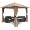 Produktbild: Sekey Garten Pavillon 3x3 m Wasserdicht Stabil Partyzelt, Gartenzelt mit 4 Seitenteile Reißverschluss, 180g/㎡ Polyester, Taupe