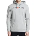 Produktbild: JACK & JONES Herren Hoodie Kapuzensweatshirt JJ Ecorp Old Logo Sweat Hood, Farbe:Grau, Artikel:- Light Grey Melange, Größe:L
