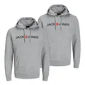 Produktbild: JACK & JONES 2er Pack Herren Hoodie Kapuzensweatshirt JJEcorp Old Logo Sweat Hood, Farbe:Grau, Artikel:- Light Grey Melange, Größe:L