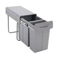 Produktbild: SVITA EMCombo30 Einbaumülleimer 30L (10L+20L) 2 Fächer mit Deckel Mülltrennsystem 2fach Küche Unterschrank Abfalleimer ausziehbar Grau