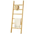 Produktbild: Yorbay Handtuchleiter Handtuchhalter Bambus, 6 Ebenen Leiterregal, 5 Haken und 2 Sicherheitsgurten, 60x170 cm, für Bad, Wohnzimmer 60 cm x 170 cm x 4 cm